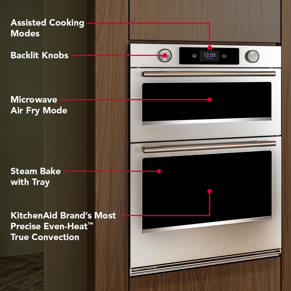 KitchenAid 2-Piece Kitchen Package with PrintShield Stainless Steel 30" Smart Combination Wall Oven and Black 36" Induction Cooktop, , large