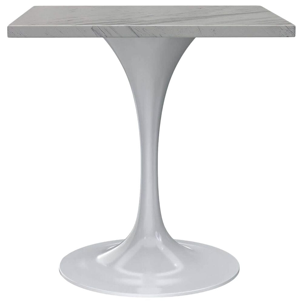 Leisuremod LeisureMod Verve Collection 27 Square Dining Table, White Base with Laminated White Marbleized Top, , large