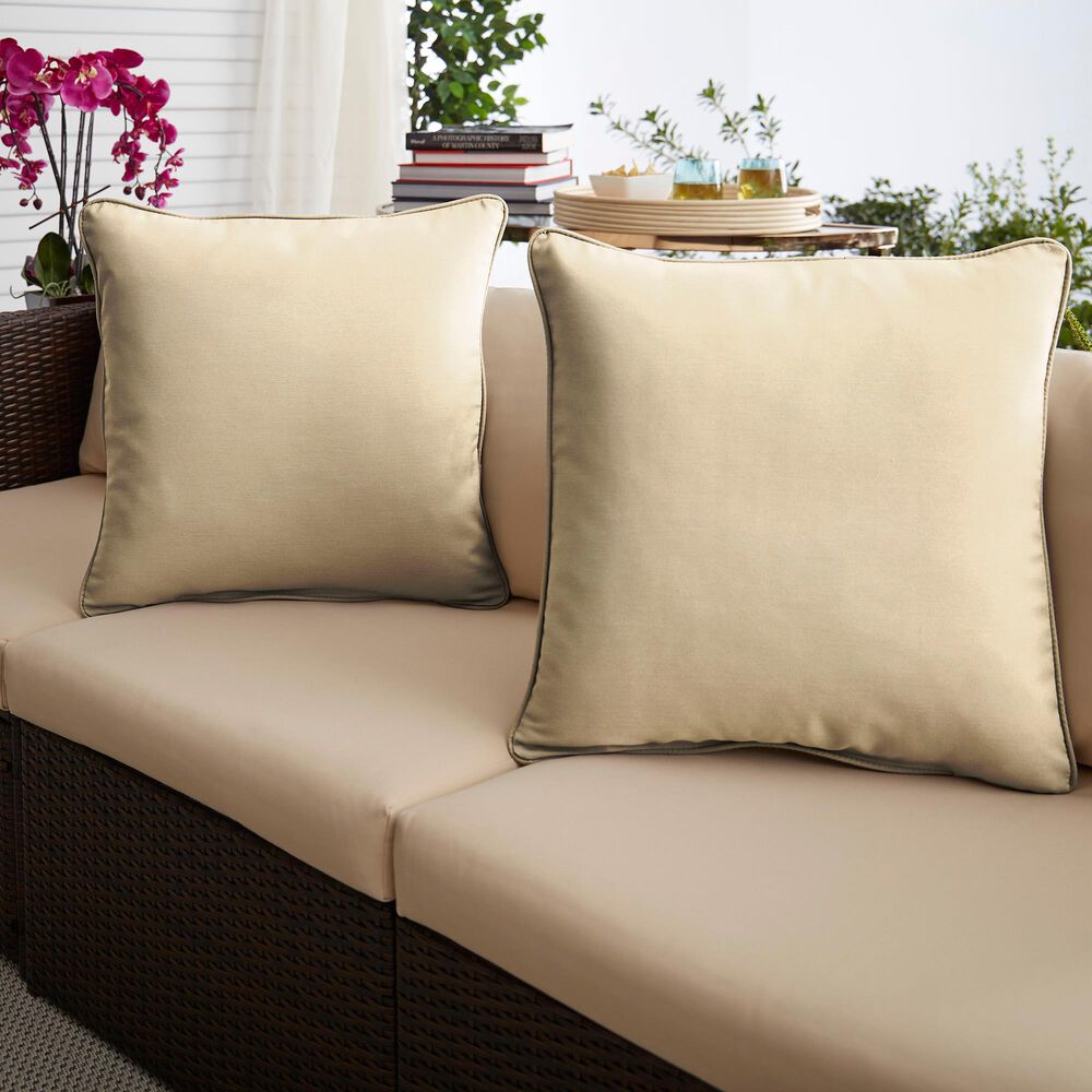 Sorra Home Sunbrella 18" Pillow in Canvas Antique Beige (Set of 2), , large