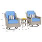 HOMLUX 3-Piece Outdoor Swivel Rocking Chair Set and Side Table in Diamond Blue, , large