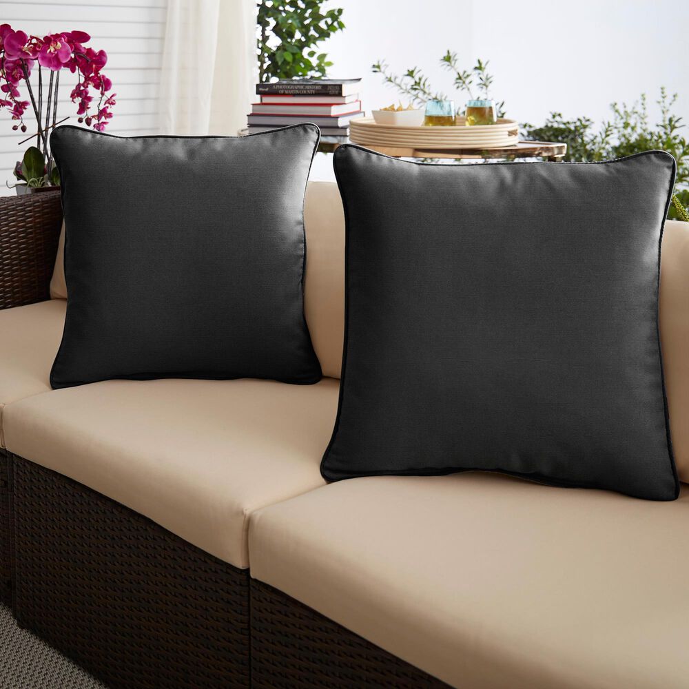 Sorra Home Sunbrella 18" Pillow in Canvas Black (Set of 2), , large