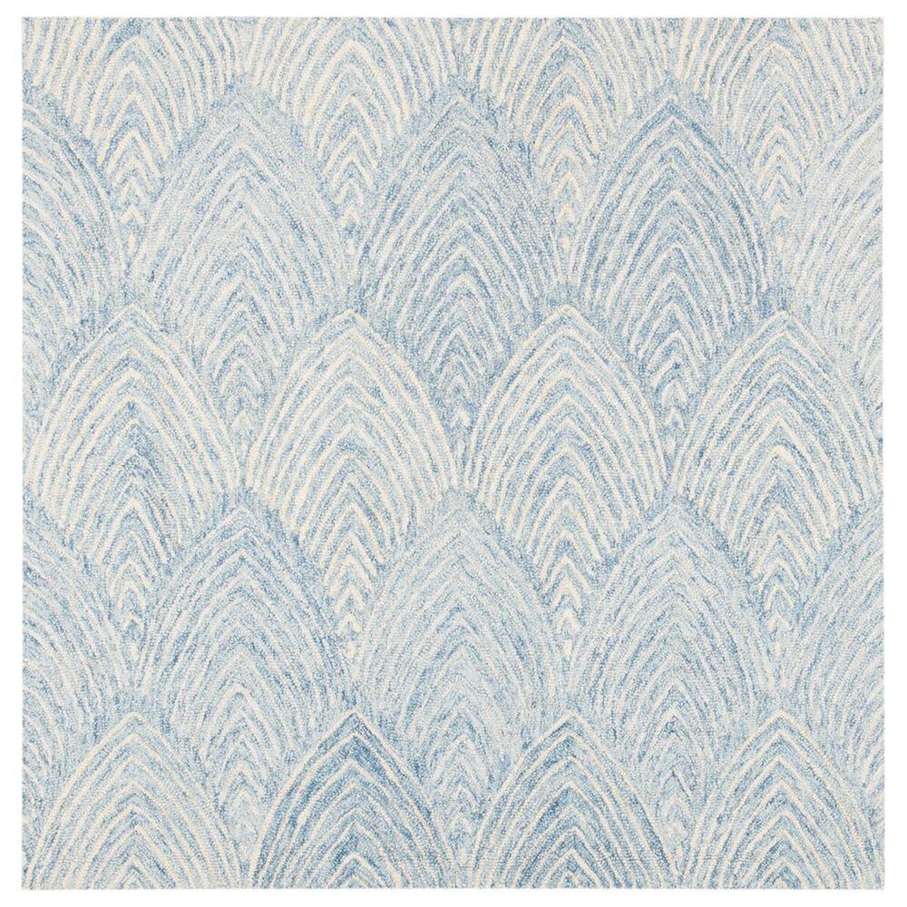 Safavieh Micro-Loop MLP177M 5" Square Light Blue and Ivory Area Rug, , large