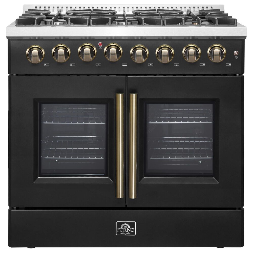 Forno Galiano 36" Freestanding French Door Dual Fuel Range in Black, , large