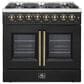 Forno Galiano 36" Freestanding French Door Dual Fuel Range in Black, , large