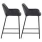LumiSource Daniella Counter Stool with Black Faux Leather Upholstery in Black (Set of 2), , large