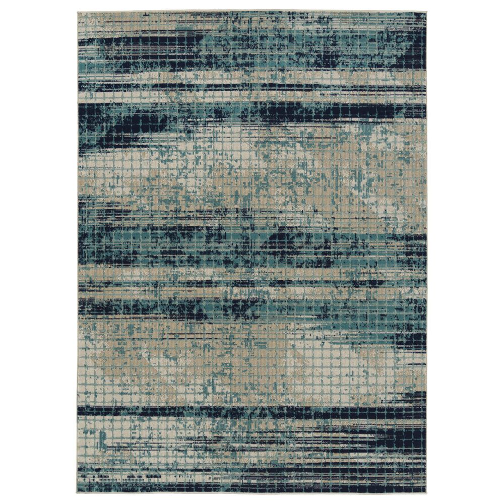 Kaleen Rugs Kaleen Rugs Zuma Beach Abstract 2"2" x 7"6" Blue, Turquoise, Light Blue and Navy Indoor/Outdoor Runner, , large