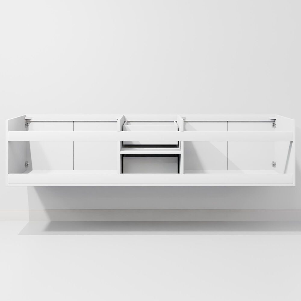 Lexora Home Geneva 80" Double Bathroom Vanity in Glossy White with 2 cm White Cultured Marble Top and Rectangular Sinks, , large