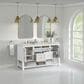 James Martin Vanities Breckenridge 60" Double Bathroom Vanity in Bright White with 3 cm Ethereal Noctis Quartz Top and Rectangular Sinks, , large
