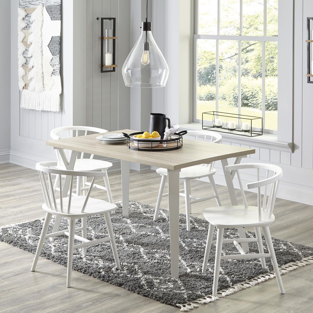 Ashley Grannen Rectangle Dining Table in White, Light Tan and Natural - Table Only, , large