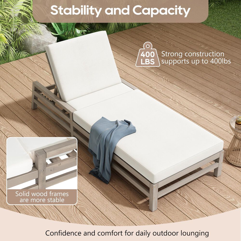 HOMLUX Patio Chaise Lounge with Square Backrest in Gray, , large