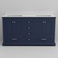 Lexora Home Dukes 60" Double Bathroom Vanity in Navy Blue with 2 cm White Quartz Top and Rectangular Sinks, , large