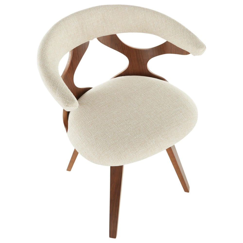 LumiSource Gardenia Swivel Arm Chair with Cream Upholstered in Walnut, , large