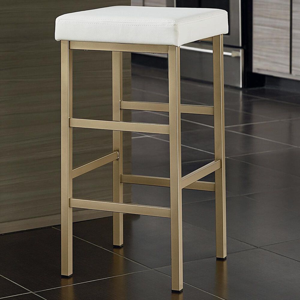OSP Home Metro 30" Backless Stool with White Seat in Gold, , large