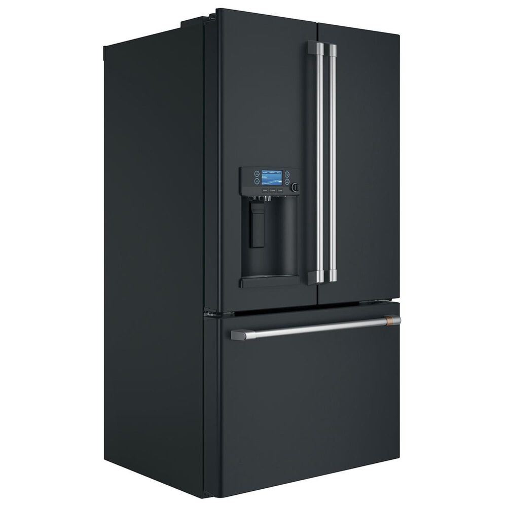 Cafe 27.8 Cu. Ft. French Door Refrigerator Energy Star with Hot Water Dispenser in Matte Black and Brushed Stainless, , large