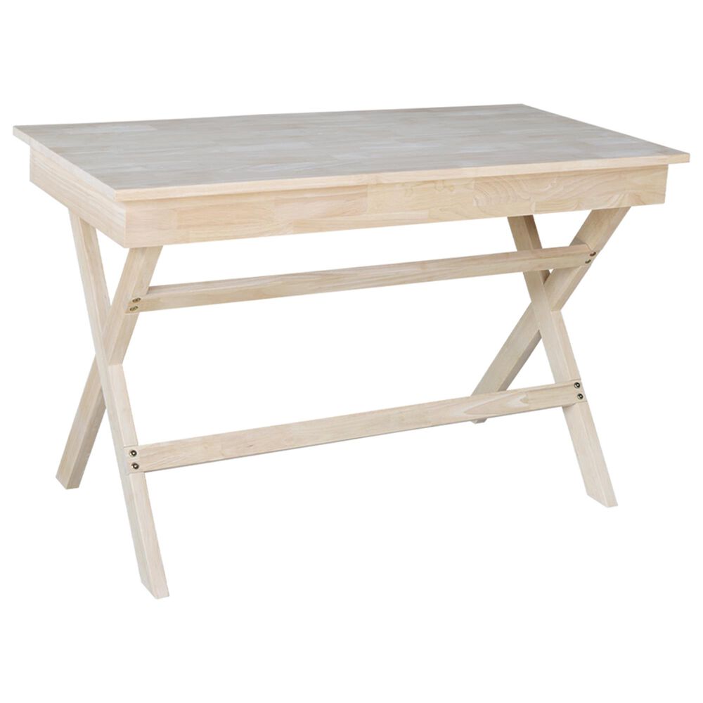 International Concepts Modern Farmhouse Desk with Chair in Unfinished NFM