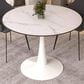 Leisuremod Leisuremod Bristol 40 round dining table White base with marbled MDF top, , large