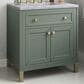 James Martin Vanities Chicago 30" Single Bathroom Vanity in Smokey Celadon with 3 cm Carrara White Marble Top and Rectangular Sink, , large
