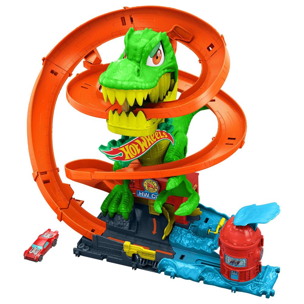 Hot Wheels City T-Rex Blaze Battle Playset with 1:64 Scale Die-Cast Car in Multicolor, , large