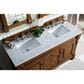 James Martin Vanities Brookfield 60" Double Bathroom Vanity in Country Oak with 3 cm Carrara White Marble Top and Rectangle Sink, , large