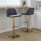 LumiSource Toriano Swivel Adjustable Bar Stool with Grey Faux Leather Upholstery in Gold (Set of 2), , large