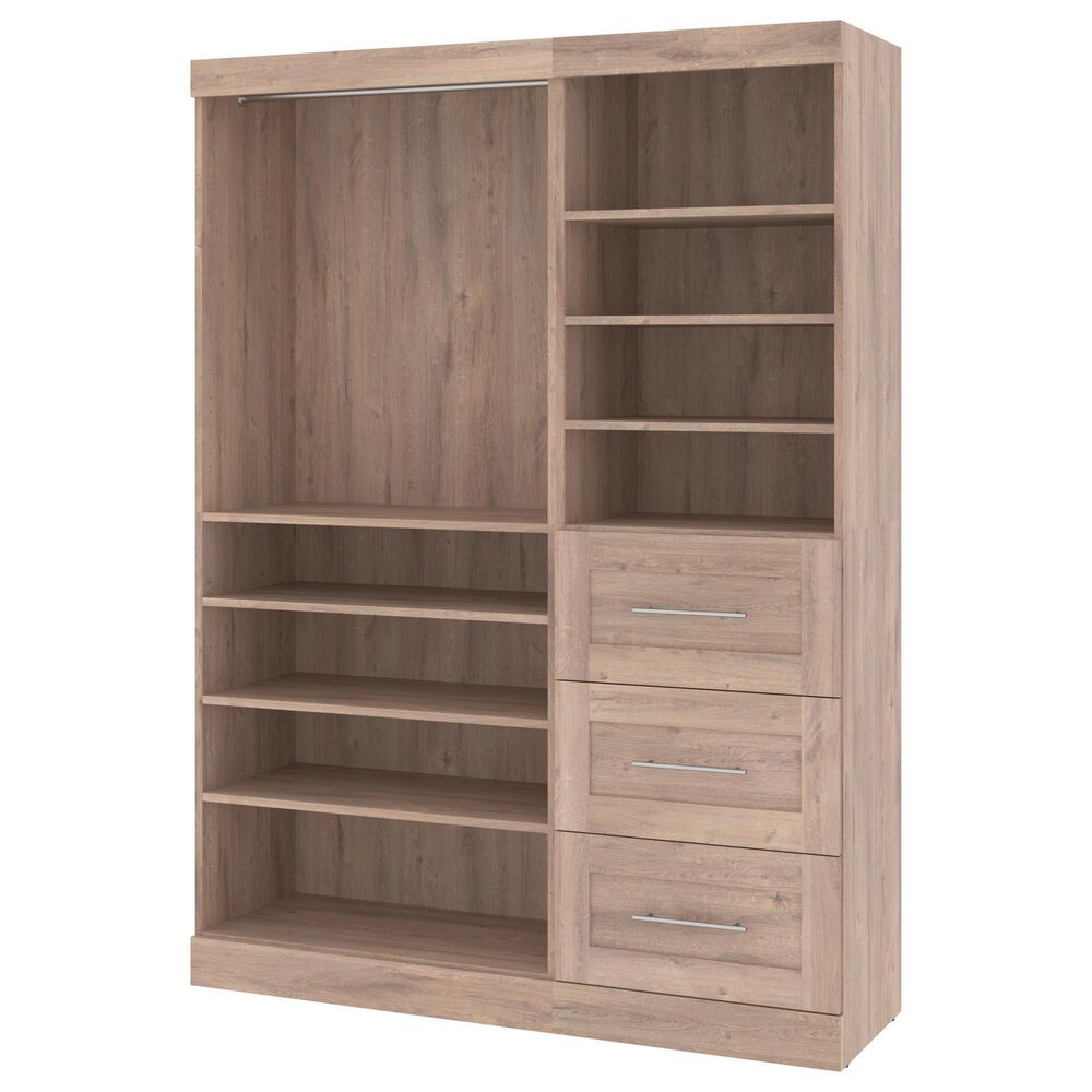 Bestar Pur 61" Closet Organizer in Rustic Brown, , large