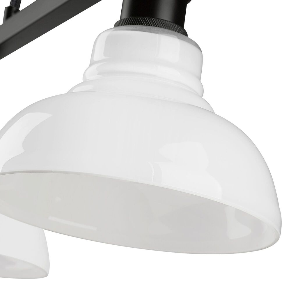 Golden Lighting Carver 3-Light Linear Pendant with Vintage Milk Shade in Matte Black, , large