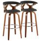 LumiSource Gardenia Swivel Fixed-Height Bar Stool with Charcoal Fabric Upholstery in Chrome and Walnut (Set of 2), , large