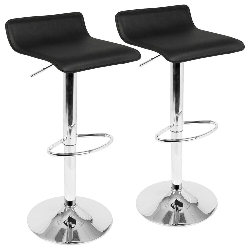 Lumisource Ale Swivel Adjustable Barstool with Black Seat in Chrome (Set of 2), , large