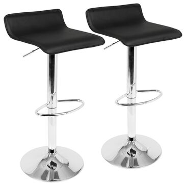 Lumisource Ale Swivel Adjustable Barstool with Black Seat in Chrome (Set of 2), , large