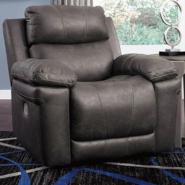 Signature Design by Ashley Erlangen Power Recliner with Adjustable Headrest in Midnight, , large