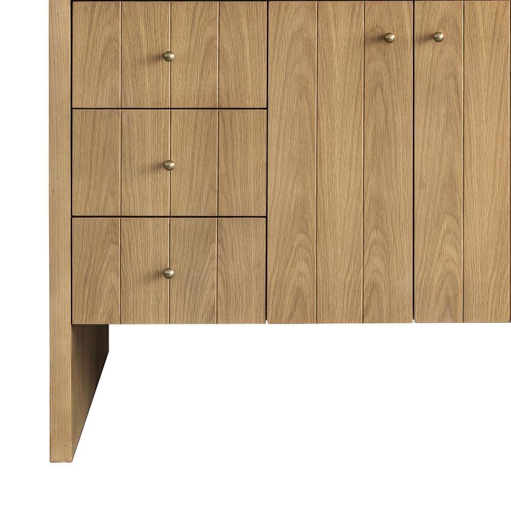 James Martin Vanities Hudson 48" Single Bathroom Vanity in Light Natural Oak with Single Hole 3 cm White Zeus Quartz Top and Rectangular Sink, , large