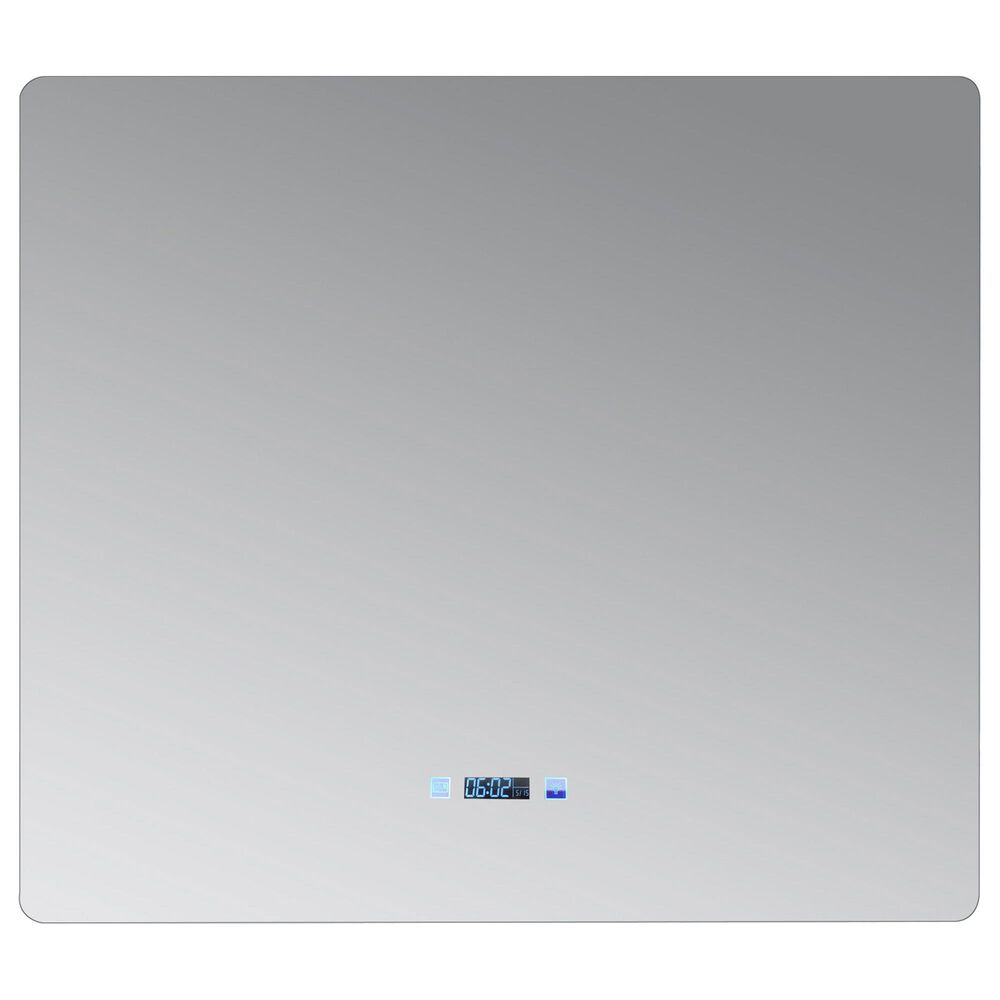 Lexora Home Lugano 36" x 32" LED Mirror with Defogger in Gray, , large