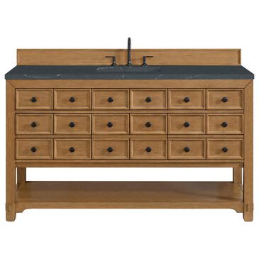 James Martin Malibu 60" Single Bathroom Vanity in Amber Birch with 3 cm Charcoal Soapstone Quartz Top and Rectangular Sink, , large