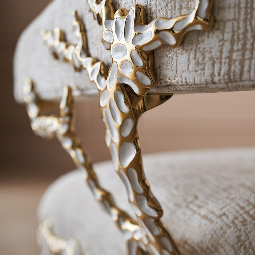 Schnadig Caracole Upholstery Accent Chair in Gold Brush and White Enamel, , large