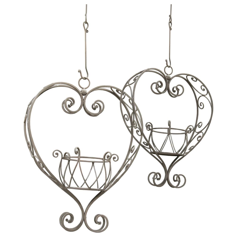 VIP Home and Garden Hanging Heart Planter in Brown (Set of 2), , large