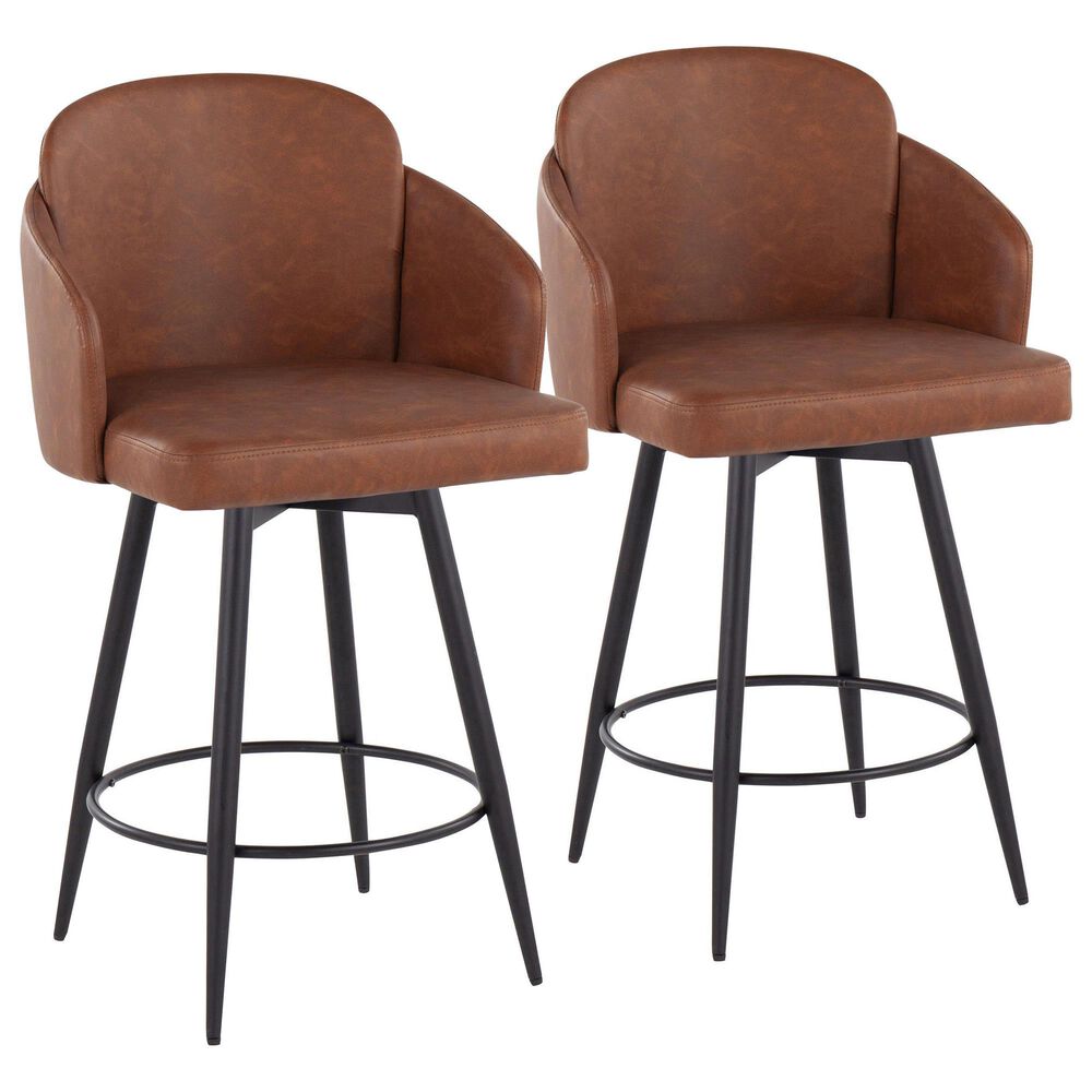 Lumisource Dahlia 26" Swivel Counter Stool in Camel (Set of 2), , large