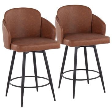 Lumisource Dahlia 26" Swivel Counter Stool in Camel (Set of 2), , large