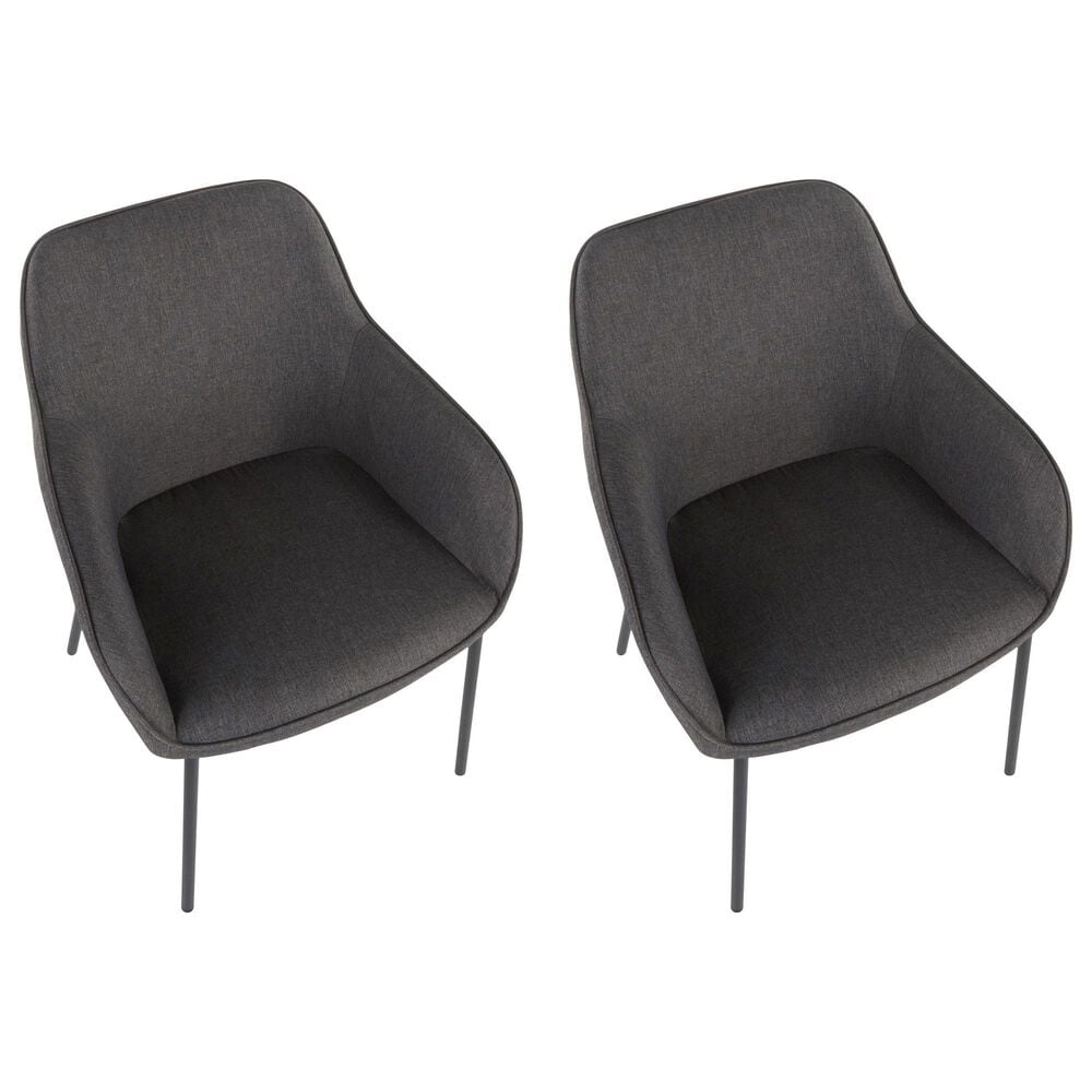 LumiSource Daniella Arm Chair with Charcoal Cushion in Black (Set of 2), , large