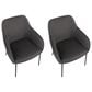 LumiSource Daniella Arm Chair with Charcoal Cushion in Black (Set of 2), , large