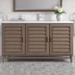 James Martin Vanities Portland 60" Single Bathroom Vanity in Whitewashed Walnut with Single Hole 3 cm White Zeus Quartz Top and Rectangular Sink, , large
