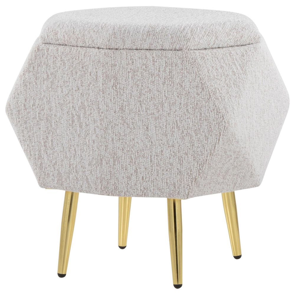 LumiSource Diamond Storage Ottoman in Light Grey, , large