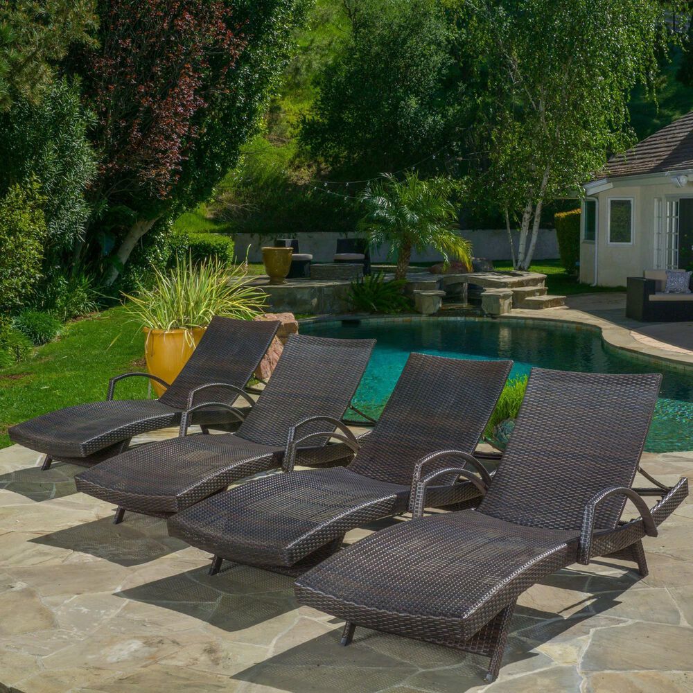 Noble House Salem Patio Chaise Lounge in Multi-Brown &#40;Set of 2&#41;, , large