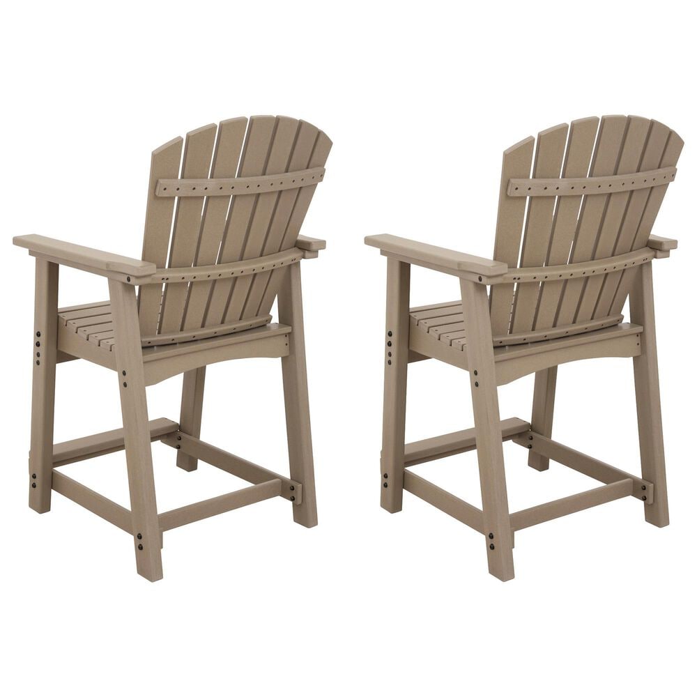 Ashley Seacliff Beach Barstool in Medium Brown (Set of 2), , large