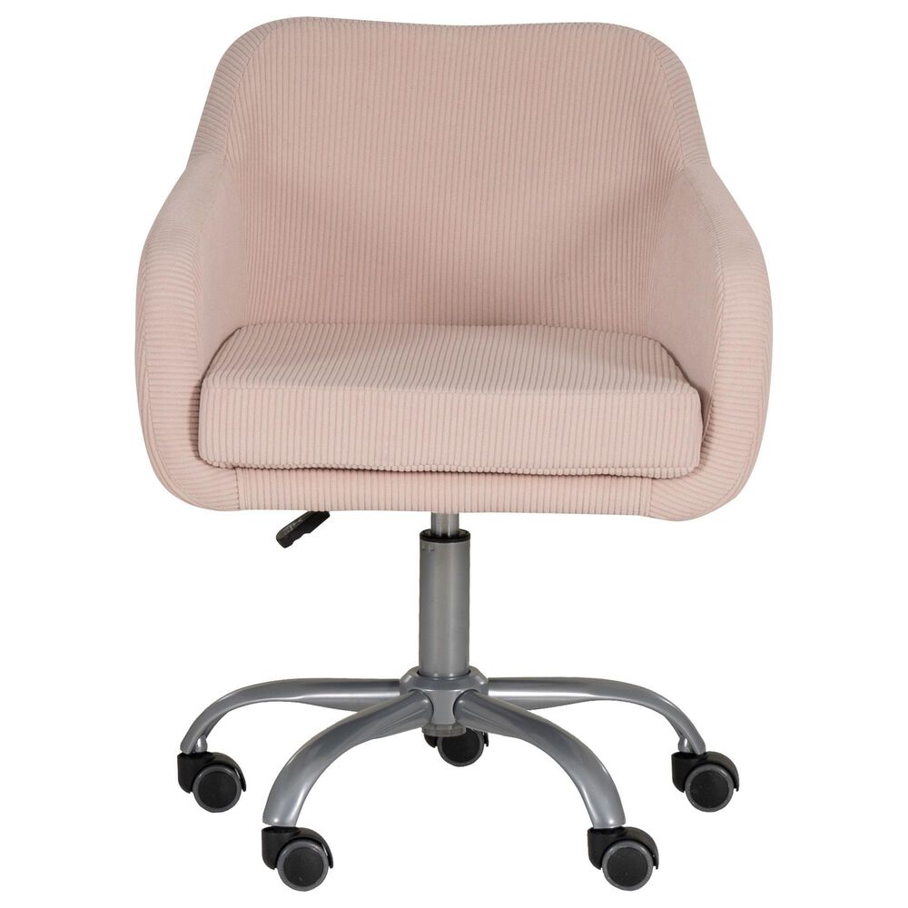 Linon Home Decor Rylen Office Chair with Pink Cushion in Silver, , large