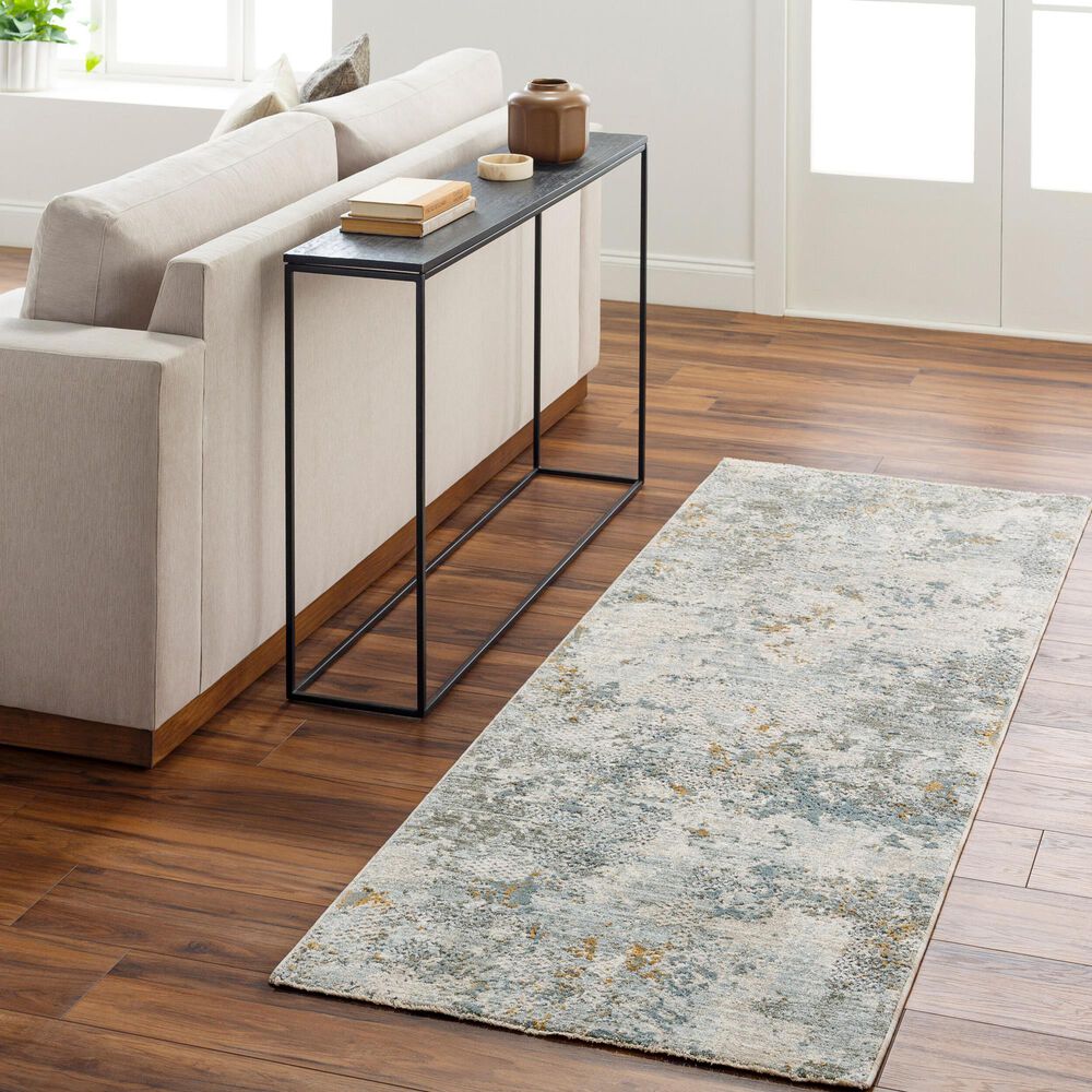 Surya Dresden Dusty Sage, Taupe, Off-White, Deep Teal, Ink Blue, Light Gray and Mustard 2'7" x 10' Runner, , large