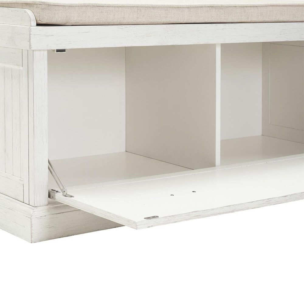 Crosley Furniture Seaside Entryway Bench In Distressed White Finish NFM