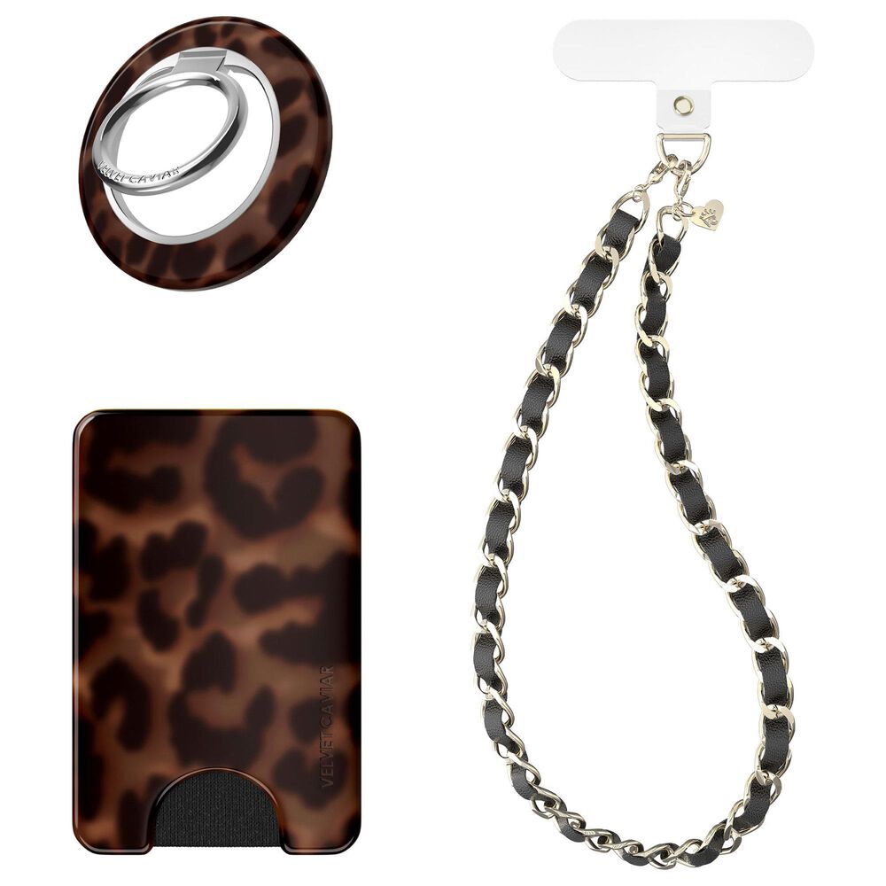 Velvet Caviar Gift Set with MagSafe Wallet, Grip Ring, Phone Charm in It Girl Leopard, , large