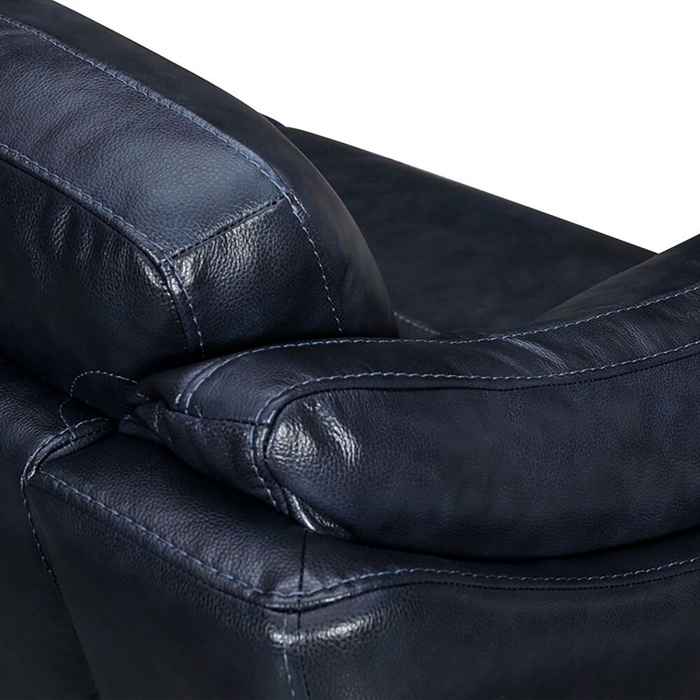 Blue River Franz Leather Stationary 2-Cushion Sofa in Blue Midnight, , large