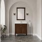 James Martin Kinnsden 36" Single Bathroom Vanity in Sable Oak with Single Hole 3 cm White Zeus Silestone Top and Rectangular Sink, , large