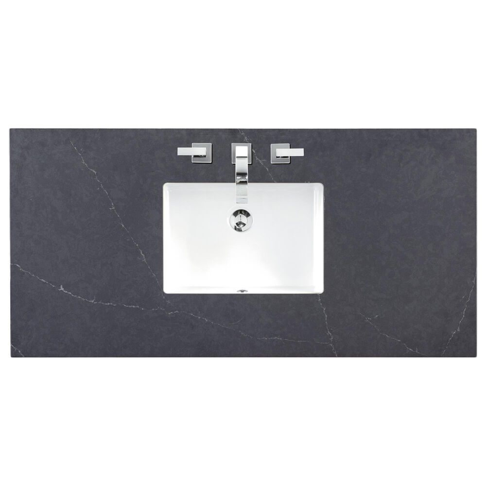 James Martin Vanities Bristol 48&quot; Single Bathroom Vanity in Bright White with 3 cm Charcoal Soapstone Quartz Top and Rectangular Sink, , large